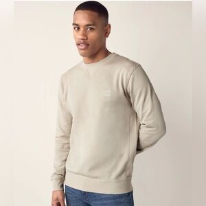 BOSS Orange Westart Crew Neck Logo Sweatshirt Cotton Terry Light Beige Size Med